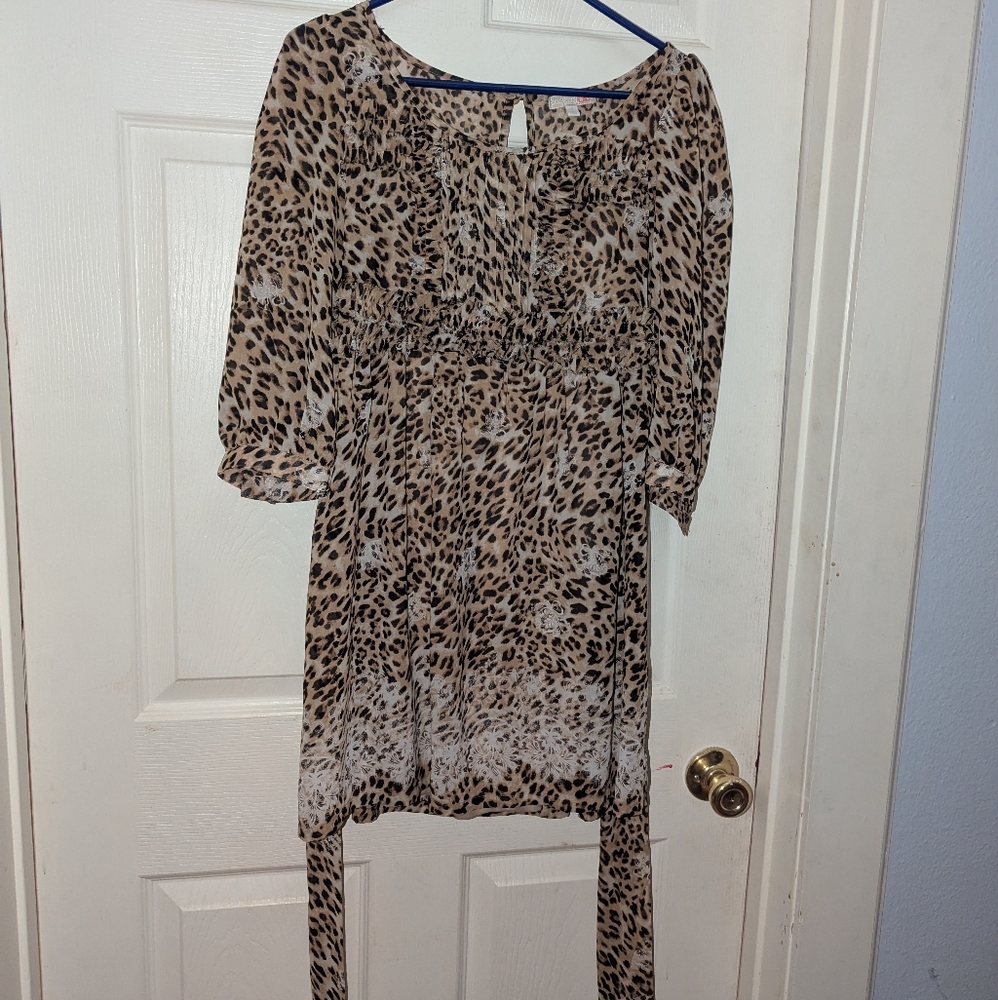 Leopard Print Dress with Belt